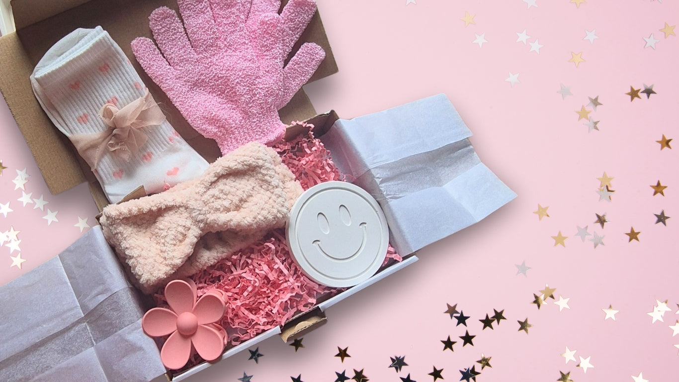 Geschenkbox, Pink, Smiley, Selfcare Box, Care Package, Love yourself, Herz Socken,